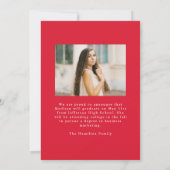 ヴィンテージレッドボウアーチ写真卒業 案内状 (裏面)