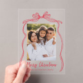 ヴィンテージレッドボウメリークリスマスフォト アクリル招待状 (インサイチュ (ポータブル))