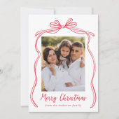 ヴィンテージレッドボウメリークリスマス2写真 シーズンカード (正面)