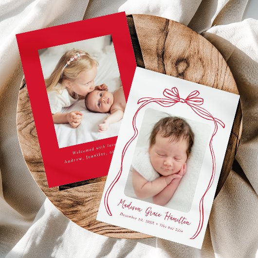 ヴィンテージレッドボウ2フォト誕生 案内状