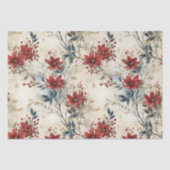 ヴィンテージレッドポインセチアのクリスマスの切り離 薄葉紙 (正面)