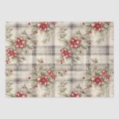 ヴィンテージレッドポインセチアタータンチェック、デコページ 薄葉紙 (正面)