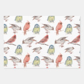 ヴィンテージレッドポインセチア冬の鳥クリスマス ラッピングペーパーシート (正面3)