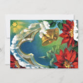 ヴィンテージレッドポインセチア金ゴールドベルクリスマスパーティー 招待状 (裏面)