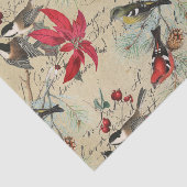 ヴィンテージレッドポインセチア鳥文字クリスマス 薄葉紙 (詳細)