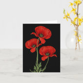 ヴィンテージレッドポピーズボタニカルプリント カード (黄色い花)