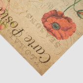 ヴィンテージレッドポピーフラワーフローラフランスの 薄葉紙 (詳細)