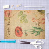 ヴィンテージレッドポピーフラワーフローラフランスの 薄葉紙 (クラフト)