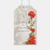 ヴィンテージレッドポピーメッセージカード ギフトタグ (正面)
