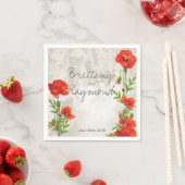 ヴィンテージレッドポピー紙ナプキン スタンダードカクテルナプキン (インサイチュ)