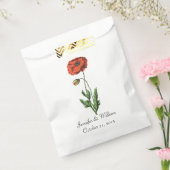 ヴィンテージレッドポピー結婚式の引き出物バッグ フェイバーバッグ (封をした状態)