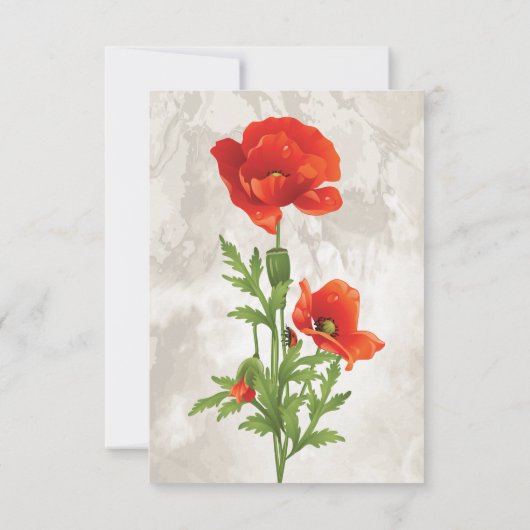 ヴィンテージレッドポピー結婚式RSVP 出欠カード (裏面)