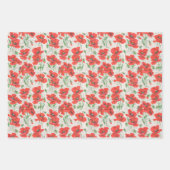 ヴィンテージレッドポピー花柄 ラッピングペーパーシート (正面2)