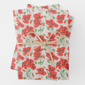 ヴィンテージレッドポピー花柄 ラッピングペーパーシート (インサイチュ)