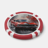 ヴィンテージレッドマッスルカーと銀ストライプ色 ポーカーチップ (シングル)