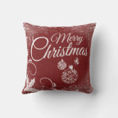 ヴィンテージレッドメリークリスマスオーナメント クッション (裏面)