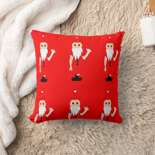 ヴィンテージレッドメリークリスマスサンタクロース クッション (ブランケット)