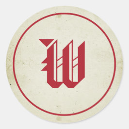 ヴィンテージレッドモノグラム封筒用シール ラウンドシール