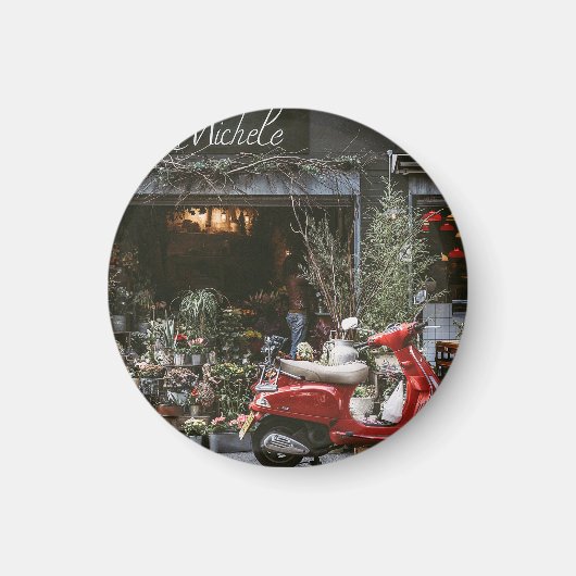 ヴィンテージレッドモータースクーター マグネット (正面)