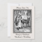 ヴィンテージレッドライディングフードウルフバースデーパーティー 招待状 (正面)