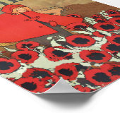 ヴィンテージレッドライディングフードウルフポピーの花 ポスター (角)