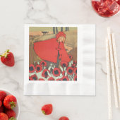 ヴィンテージレッドライディングフードウルフポピーの花 縁ありランチョンナプキン (インサイチュ)