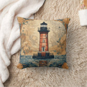 ヴィンテージレッドライトハウス クッション (ブランケット)