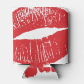 ヴィンテージレッドリッププリントイラストレーション 缶クーラー (裏面)