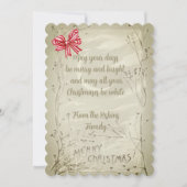 ヴィンテージレッドリボン古いスタイルクリスマス シーズンカード (正面)