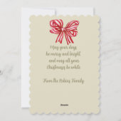 ヴィンテージレッドリボン古いスタイルクリスマス シーズンカード (裏面)