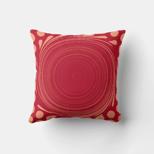 ヴィンテージレッドレトロスワール絵を描ズ抽象芸術アート クッション (裏面)