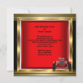 ヴィンテージレッドレーシングカーMans 60th誕生日写真2 招待状 (裏面)