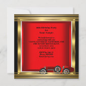 ヴィンテージレッドレーシングカーMans 60th誕生日写真 招待状 (裏面)