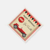 ヴィンテージレッドレースカーとフラグ100誕生日 スタンダードカクテルナプキン (角)