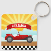 ヴィンテージレッドレースカーパーソナライズされたドネームキッズルーム キーホルダー