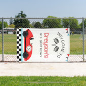 ヴィンテージレッドレースカーファスト誕生日歓迎 横断幕 (インサイチュ)