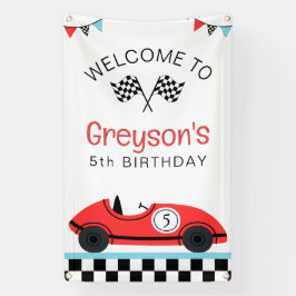 ヴィンテージレッドレースカーファスト誕生日歓迎 横断幕