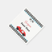 ヴィンテージレッドレースカーファースト誕生日ファーストワン スタンダードカクテルナプキン (角)