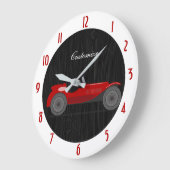 ヴィンテージレッドレースカーブラックレッドカスタマイズラージクロ ラージ壁時計 (傾斜)