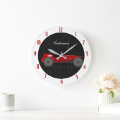 ヴィンテージレッドレースカーブラックレッドカスタマイズラージクロ ラージ壁時計 (ホーム)