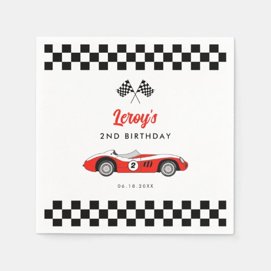 ヴィンテージレッドレースカーボーイ2nd誕生日パーティー スタンダードカクテルナプキン (正面)