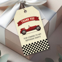 ヴィンテージレッドレースカー子供の誕生日パーティーの好意