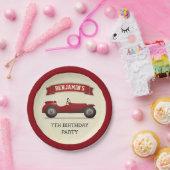 ヴィンテージレッドレースカー子供の誕生日パーティー ペーパープレート (パーティー)