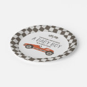 ヴィンテージレッドレースカー赤ちゃんシャワー ペーパープレート (アングル)