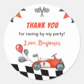 ヴィンテージレッドレースカー1stバースデースタンプ ラウンドシール (正面)
