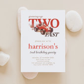 ヴィンテージレッドレースカー2nd誕生日招待状 招待状