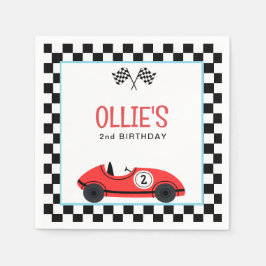 ヴィンテージレッドレースカーTWO高速誕生日 スタンダードカクテルナプキン
