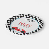 ヴィンテージレッドレースカーTWO高速誕生日 ペーパープレート (アングル)