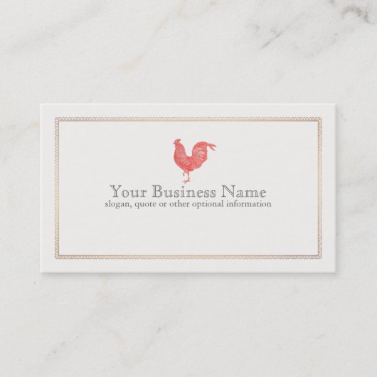 ヴィンテージレッドロースターエッチング名刺 名刺 (正面)