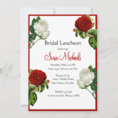 ヴィンテージレッドローズの花束 ブライダルランチョン 招待状 (正面)